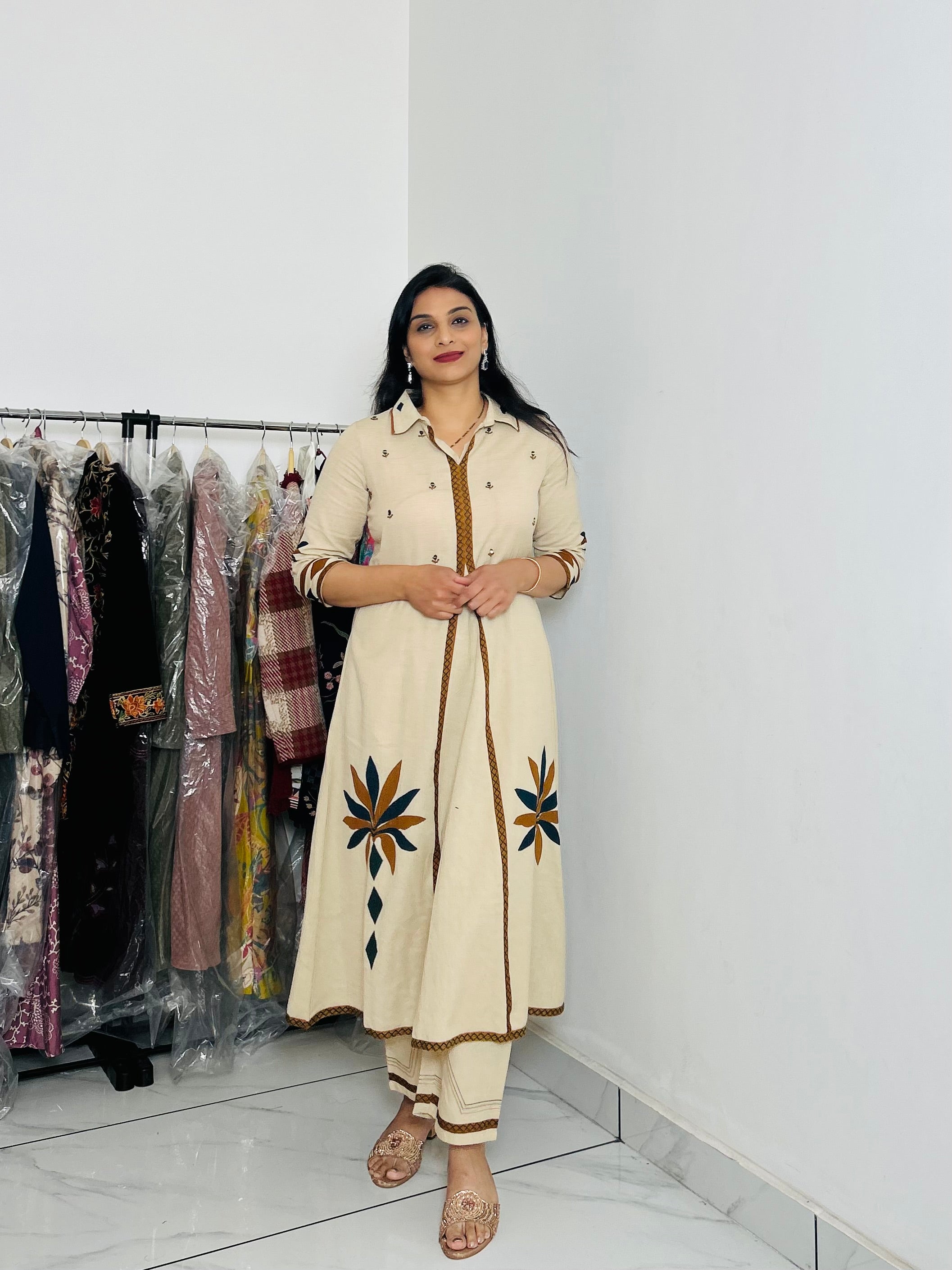 Long Kurta Set-Off White