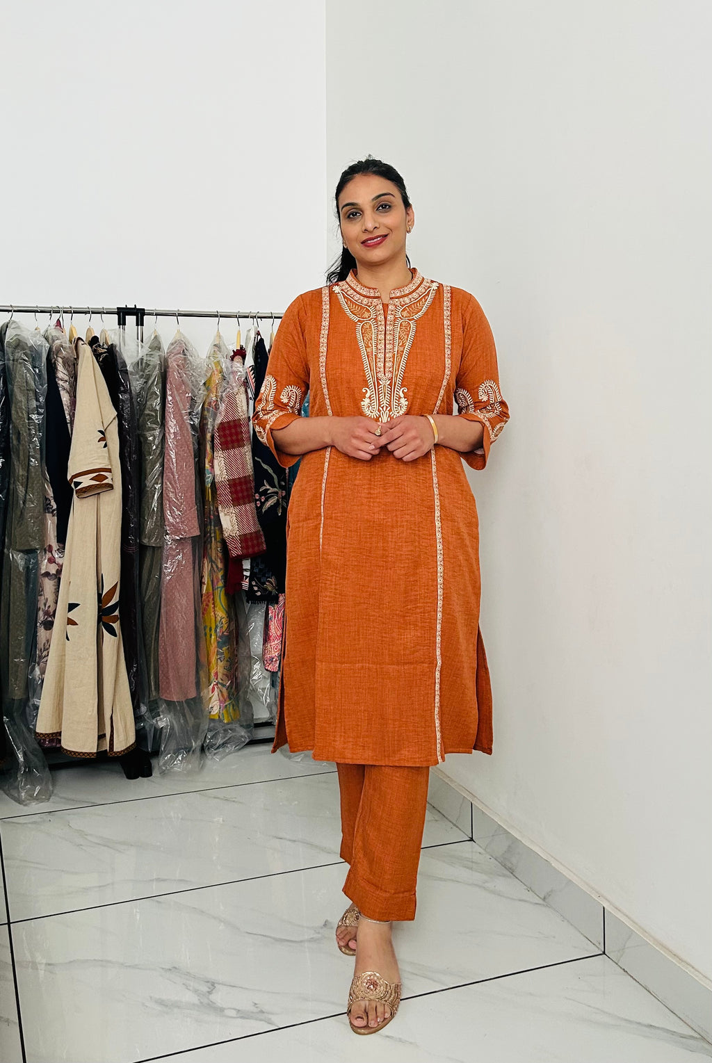 South Cotton Embroidered Kurta Set