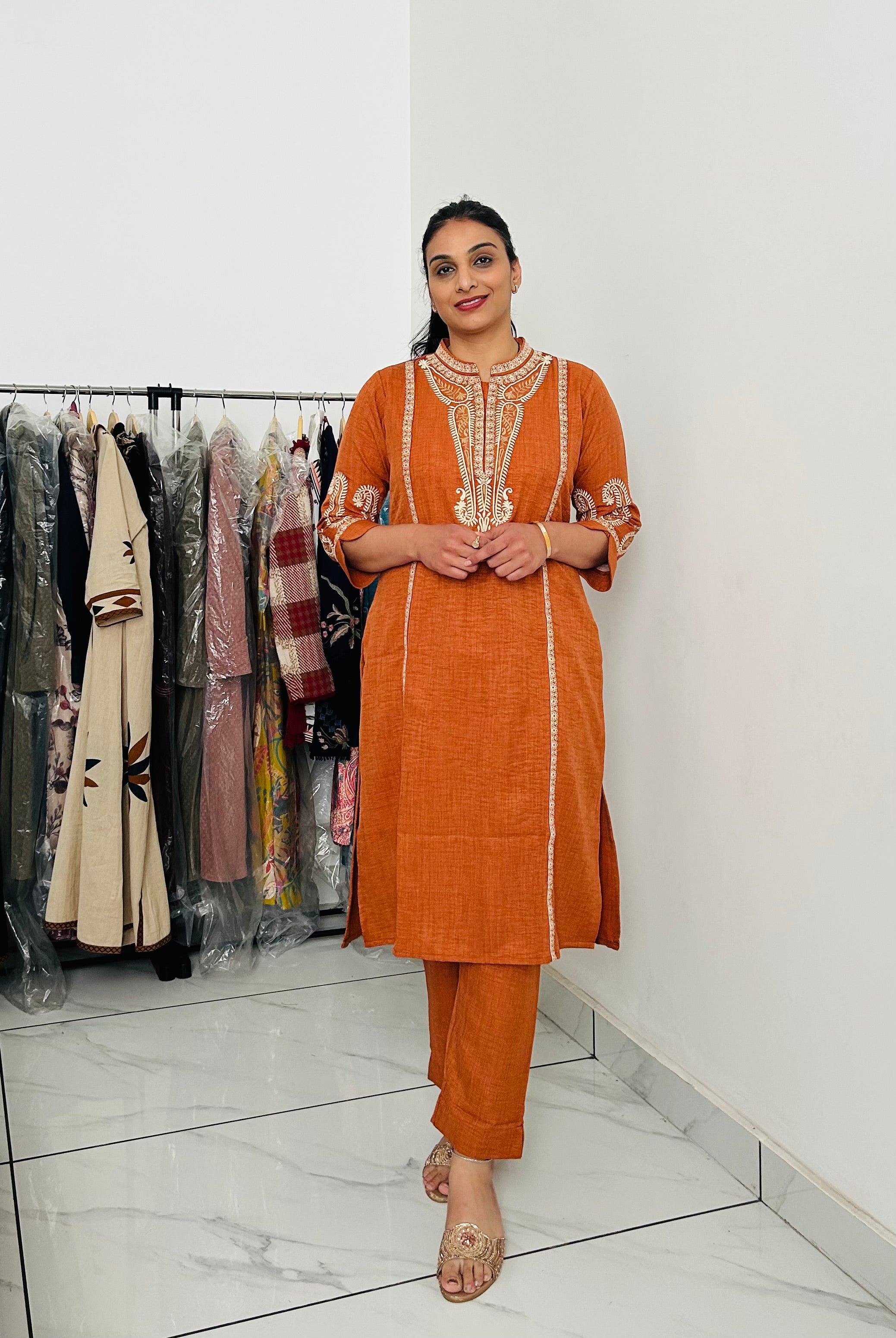 South Cotton Embroidered Kurta Set