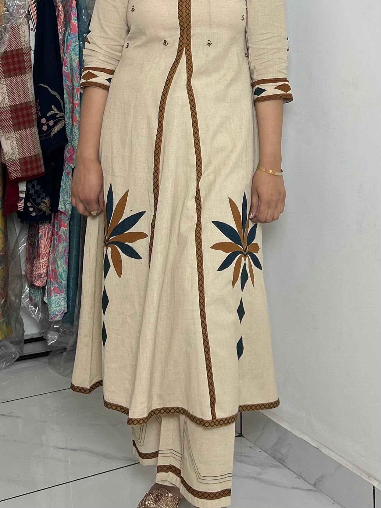 Long Kurta Set-Off White