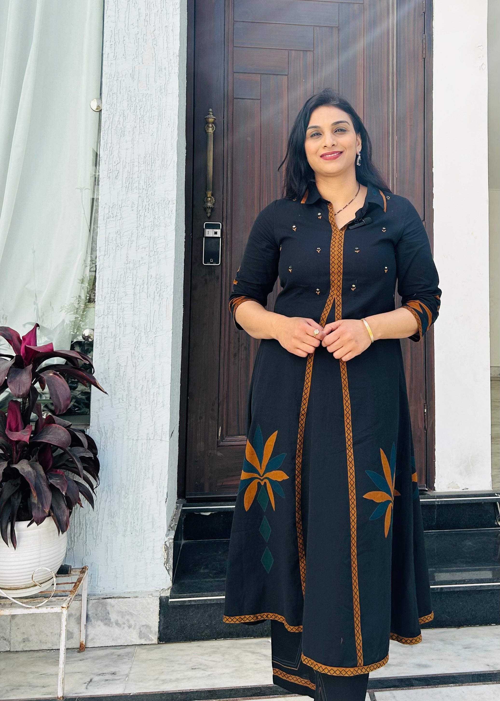 Long Kurta Set-Black