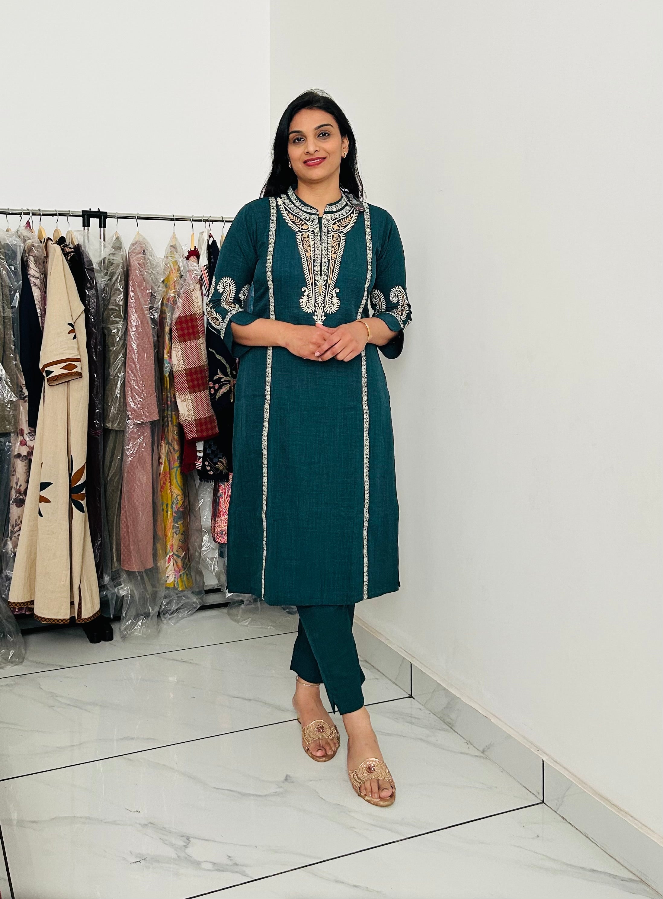 South Cotton Embroidered Kurta Set