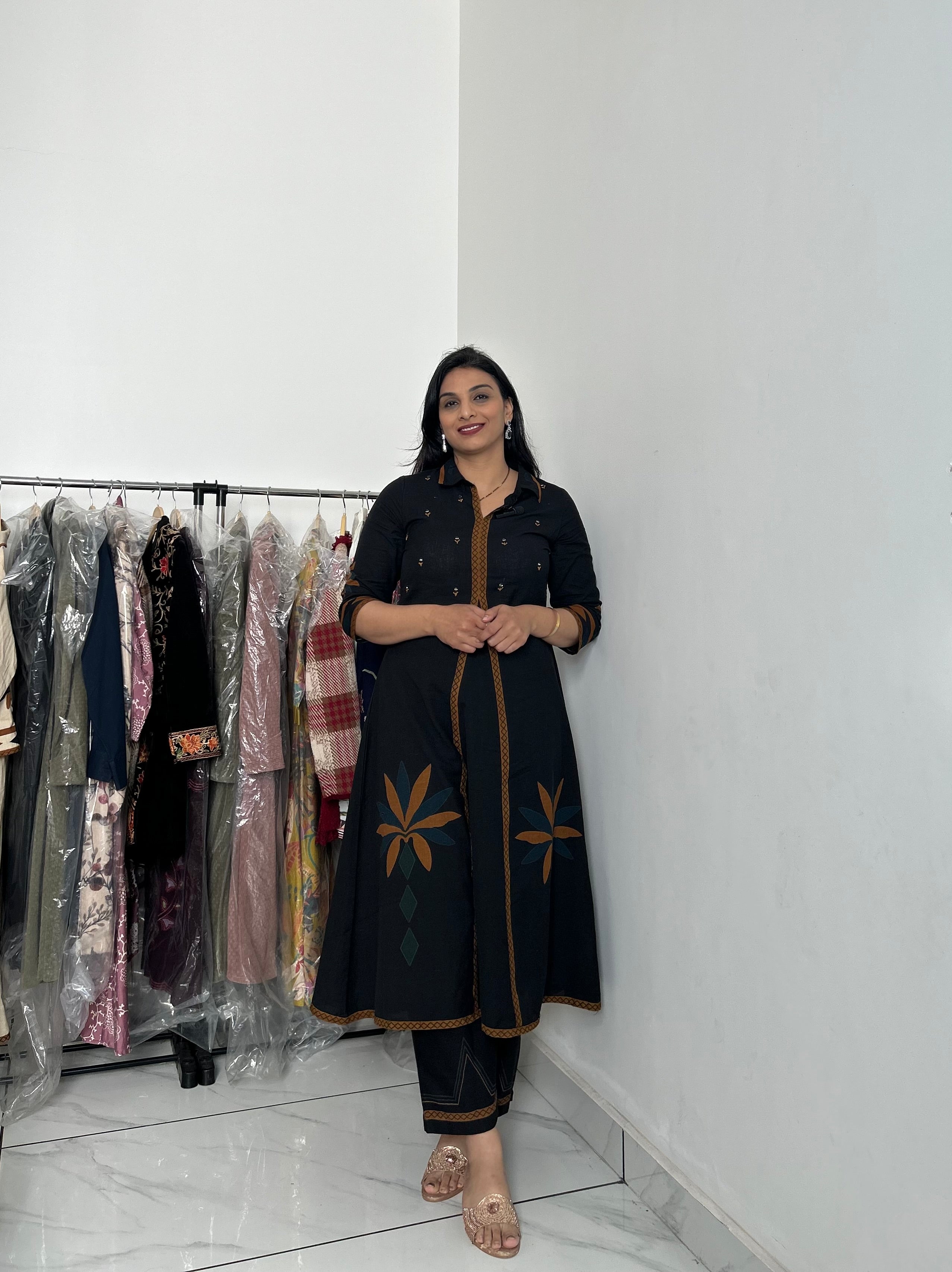 Long Kurta Set-Black