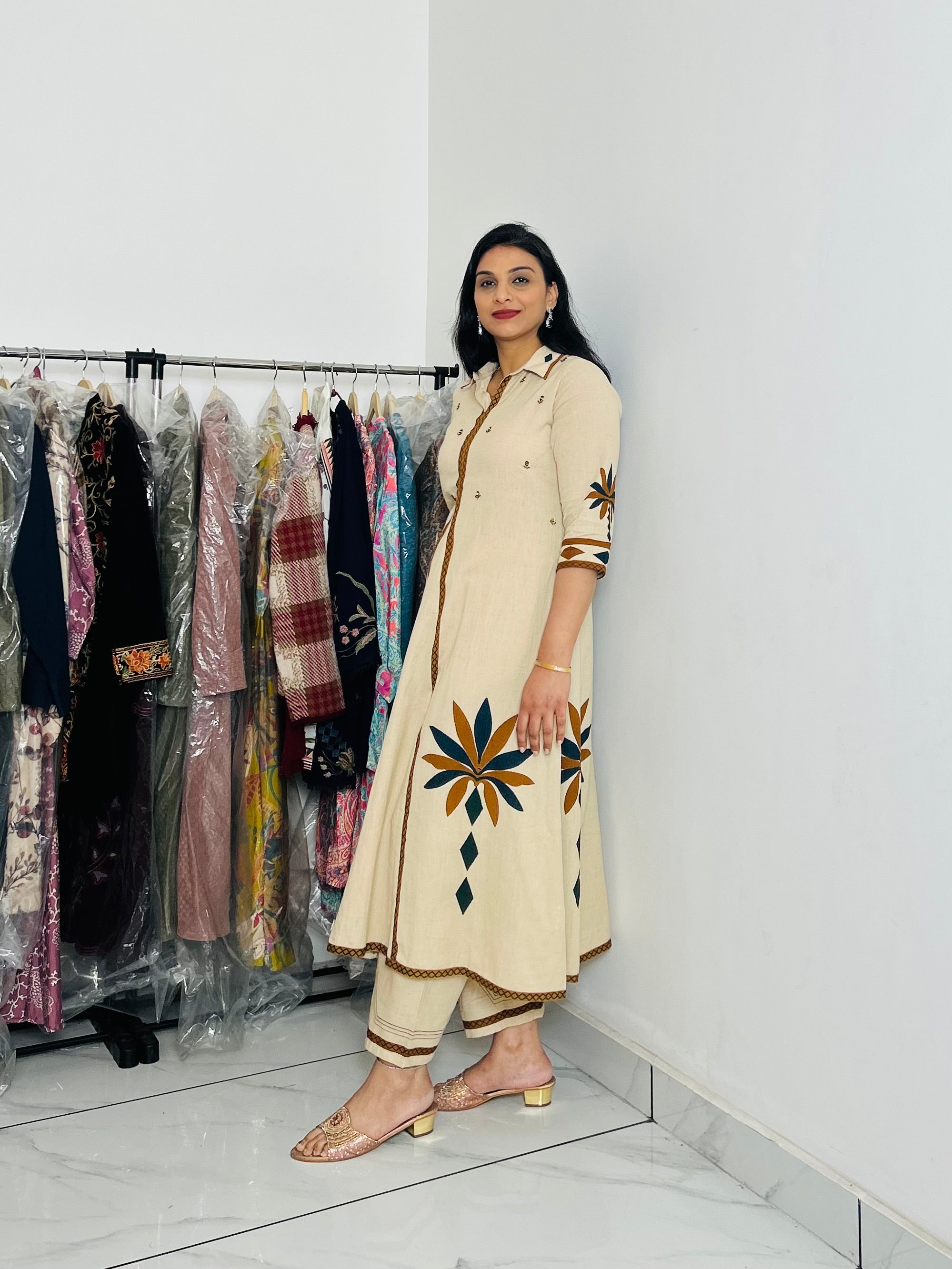 Long Kurta Set-Off White