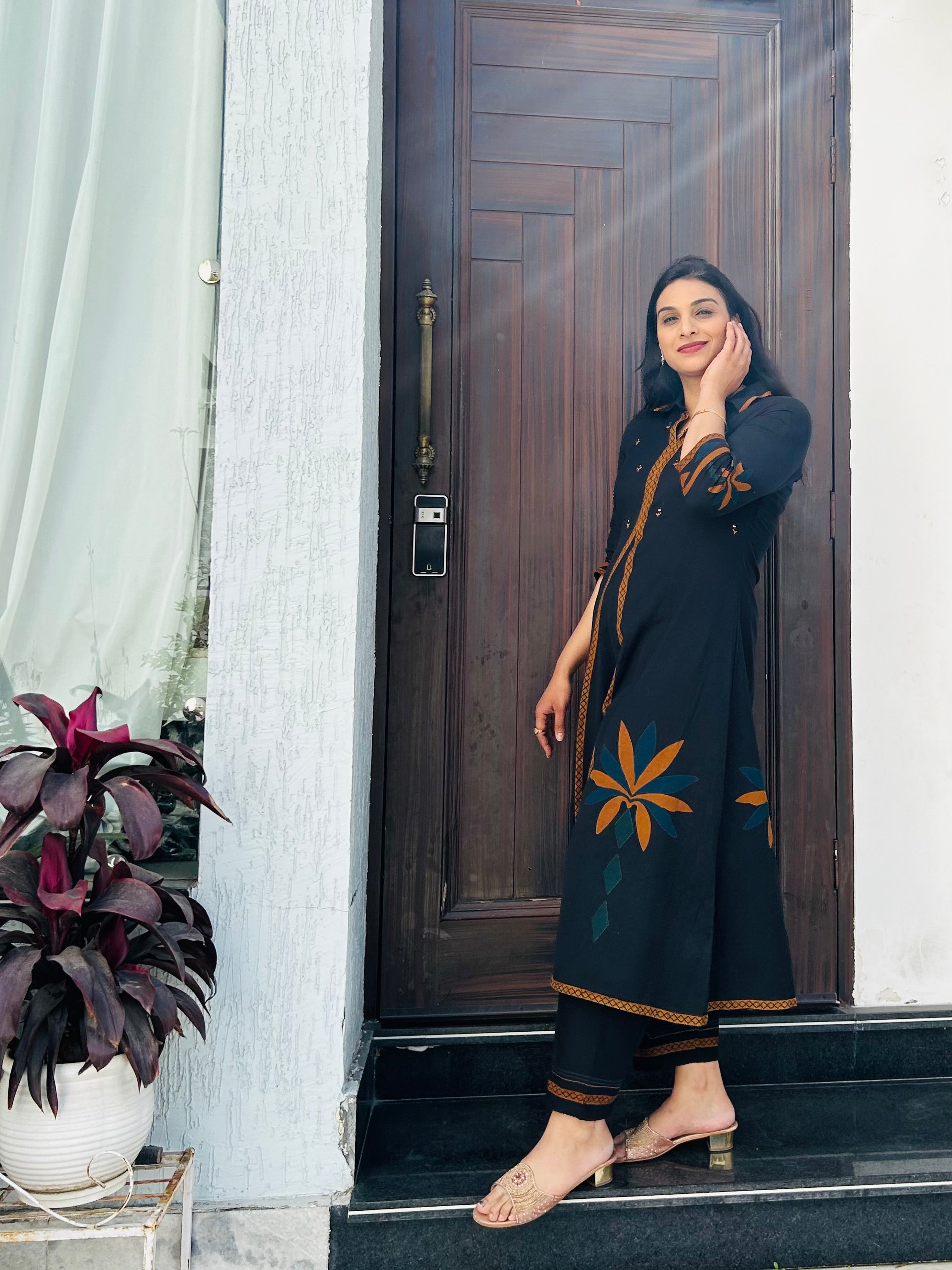 Long Kurta Set-Black